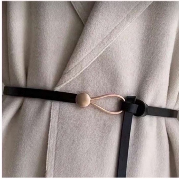 Zara Accessories - New! Black Leather Skinny Wrap Belt (44” One Size) NWOT